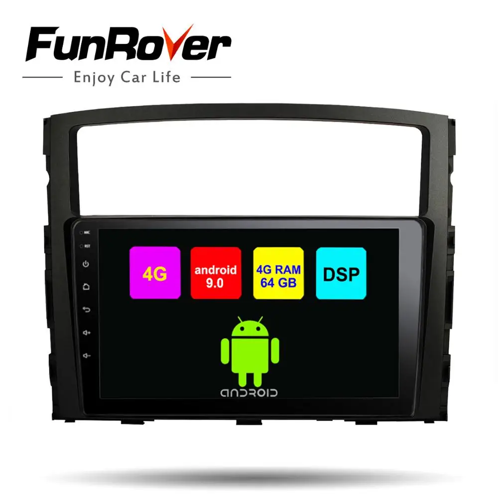 Автомобильный мультимедийный dvd плеер Funrover 8 ядер 2 din Android 9 0 для Mitsubishi Pajero V97 V93 2006