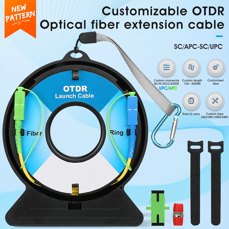 500M Single Mode OTDR Launch Cable OTDR Optical Fiber Extension Cable SC/FC/ST/LC(UPC/APC) Dead Zone Eliminator AUA-2 Fiber Ring