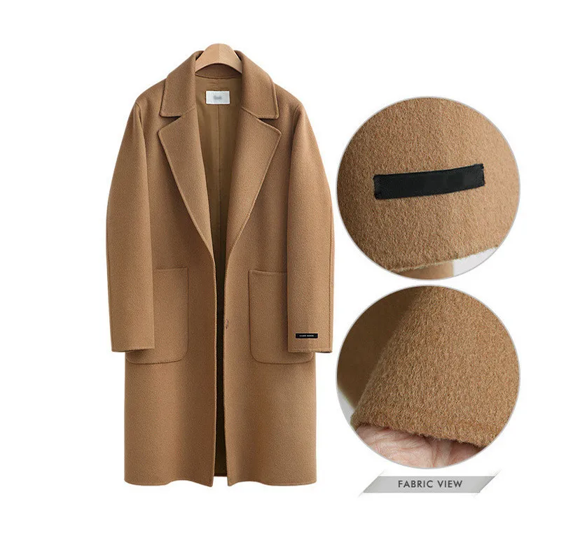 Женские осенние и зимние Новые Большие размеры свободные толстые длинные шерстяные пальто шерстяное пальто женское