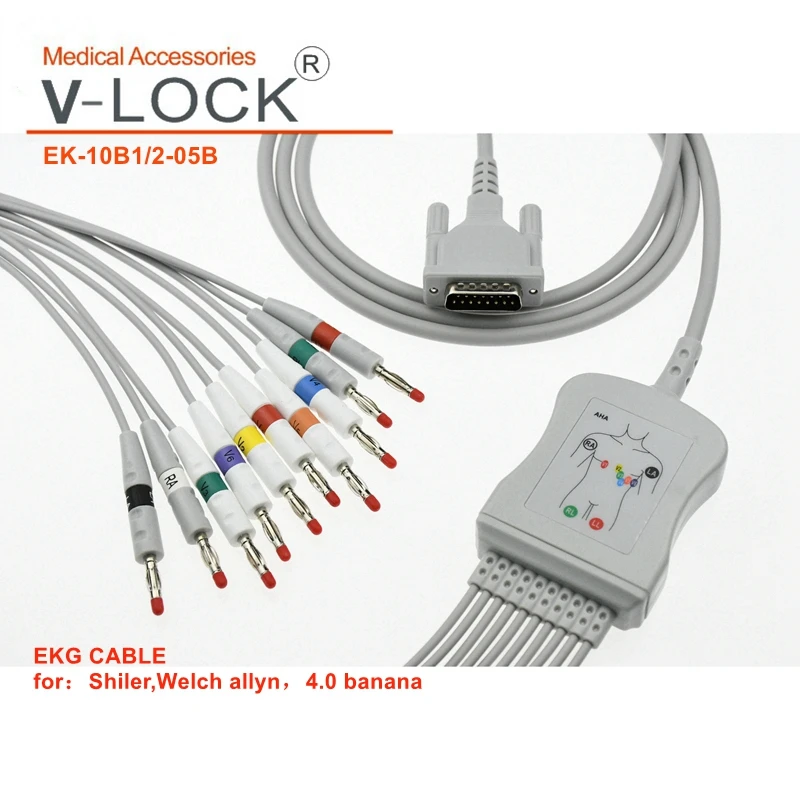 Nihon Konden EKG кабель с 10 leadwires популярный кабельный зажим | Красота и здоровье