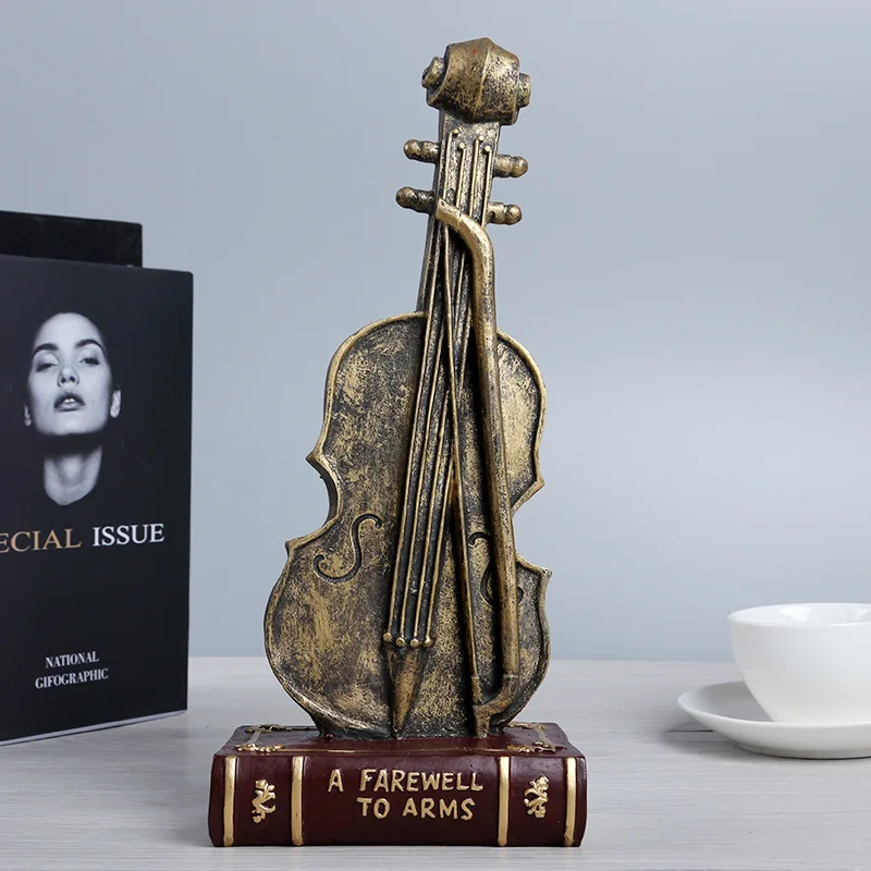 

European Violin Model Resin Crafts Ornaments Creative Retro Home Living Room Bedroom Desktop Ornaments