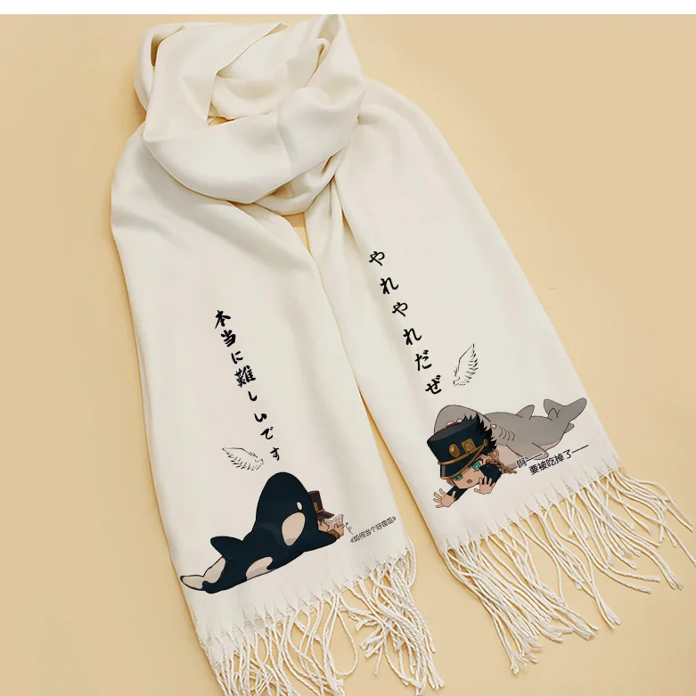 

Anime JoJo's Bizarre Adventure Kujo Jotaro Cosplay Men Women Autumn Winter Warm Soft Neckerchief Student Cartoon Fashion Scarf