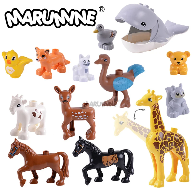 Классические кирпичи Marumine зоопарк животное коза олень жираф Кит Обучающие