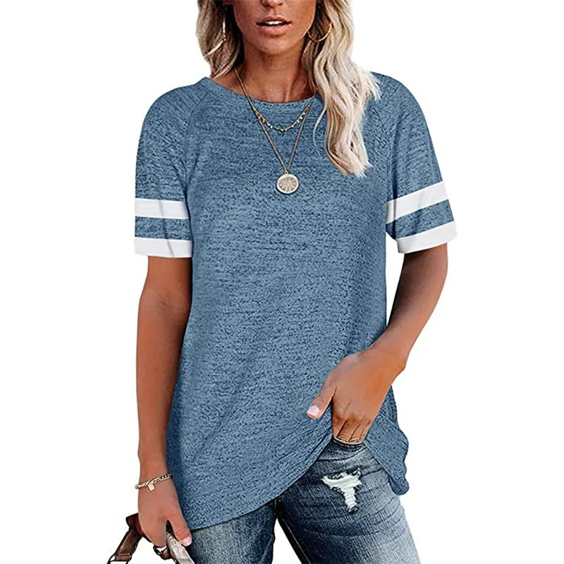 

Womens Blouse Short Sleeve Round Neck T-shirt Casual Summer Top Ladies Loose Tee Shirt Plus Size