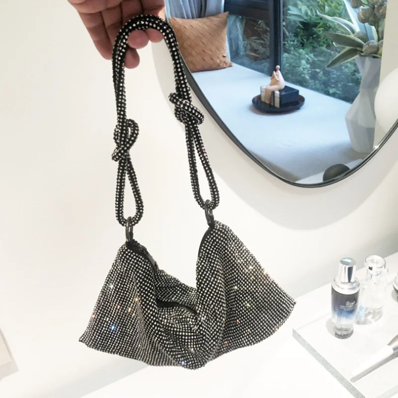 

2021 Women 's Black Diamond Evening Bags Lady Luxury Shiny Party Handbag New Niche diamond-studded One-shoulder Underarm Bag