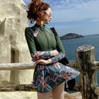 Женский спортивный купальный костюм с подкладкой, Пляжное платье с длинными рукавами и цветочным принтом, летняя пляжная одежда, спортивный костюм на молнии 2021