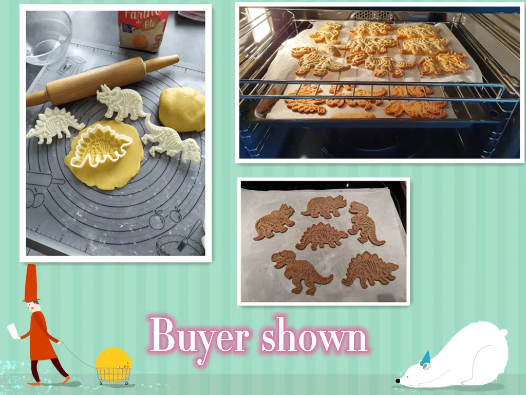 

3D Dinosaur Cookies Mold Dinosaur Biscuit Embossing Mould Sugarcraft Dessert Baking Silicone Mold for Sop Cake Tool for Kitchen