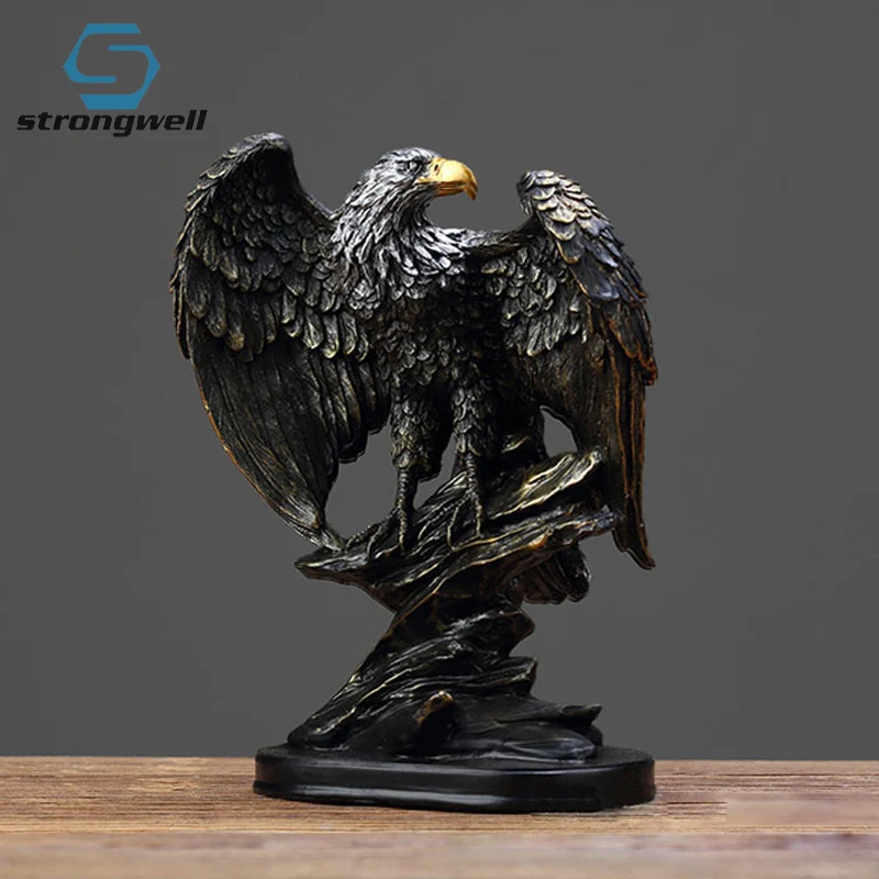 

Strongwell Vintage Eagle Figurines Resin Animal Sculpture Statue Home Living Room Bookcase Decoration Ornament Artware Gifts