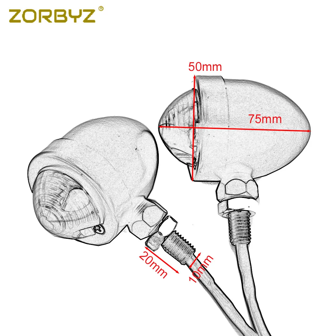 ZORBYZ черный металл пуля дым/янтарный/прозрачные линзы указатели поворота