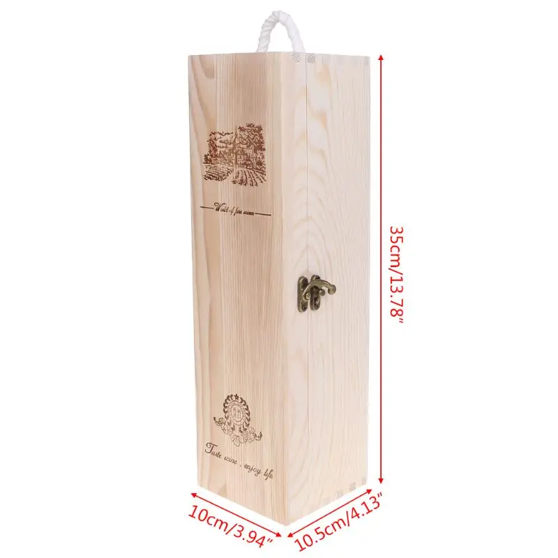 41XB Ретро пустая Одиночная бутылка коробка для красного вина сосновая древесина