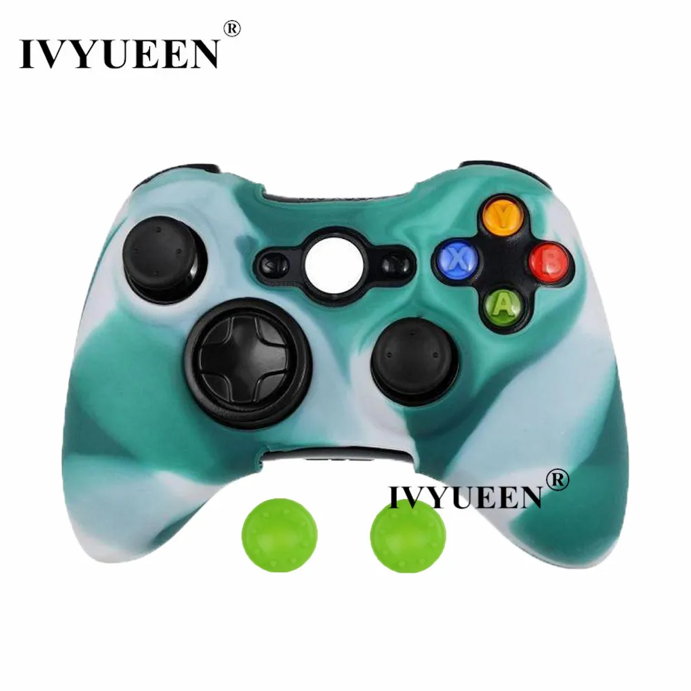 IVYUEEN 20 цветов мягкий силиконовый защитный чехол для microsoft Xbox 360 проводной/беспроводной контроллер аналоговые палочки крышки - Цвет: Green White