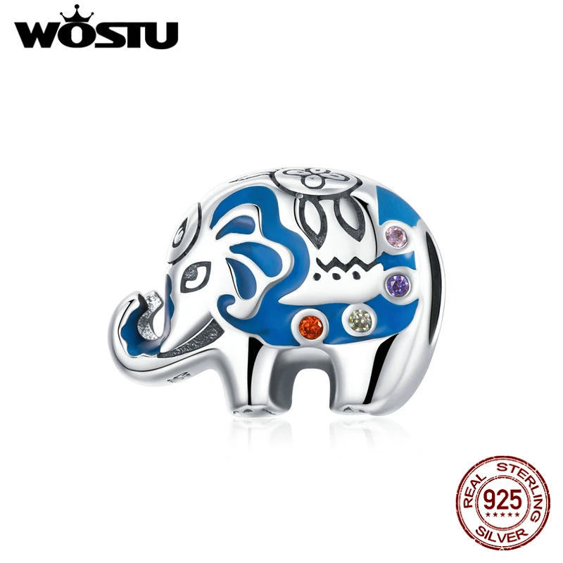 

Wostu Серебряная бусина, цветной бусина, слон, 925 пробы, серебряный шарм для оригинального браслета, браслет, ювелирное изделие, подарок, FIC1821