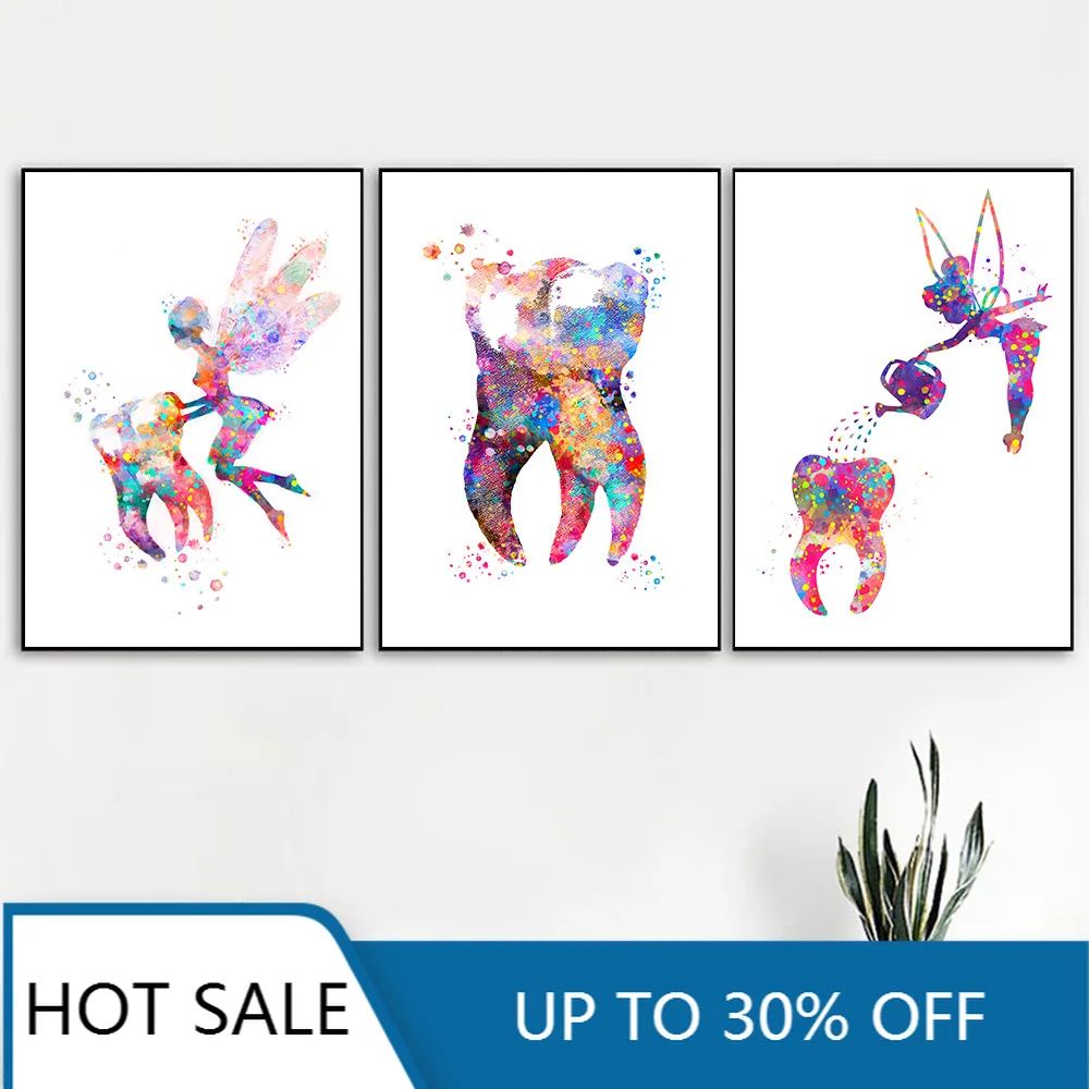 Стоматологическое искусство Зубная фея холст картина Рождественский постер