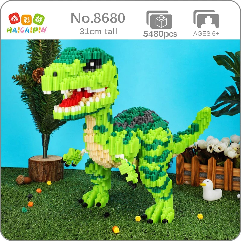 

HCP Ancient Dinosaur Velociraptor Dragon Monster Animal 3D Model DIY Mini Magic Blocks Bricks Building Toy for Children no Box