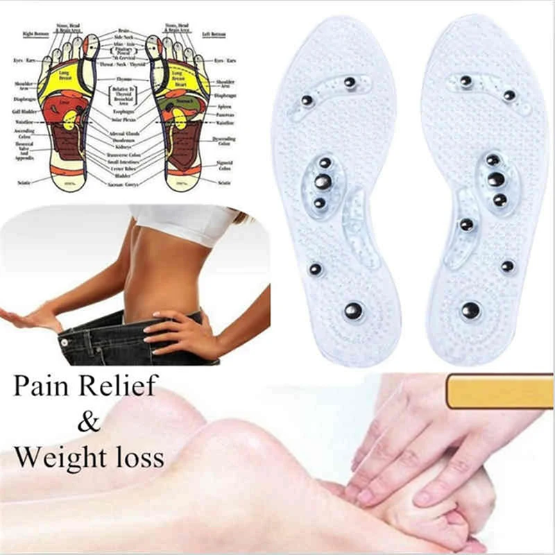 

Gel Insole 1Pair Non-Slip Transparent Blue Shoe Pad Magnet Therapy Fatigue Remove Elastic Relaxation Massage Comfort Health Care