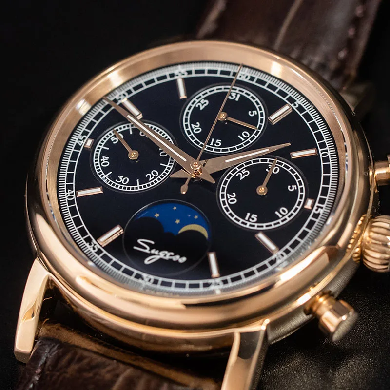 Супер Светящиеся механические часы с хронографом для мужчин ST1908 Moon Phase NATO Calendar мужские наручные часы Relogio