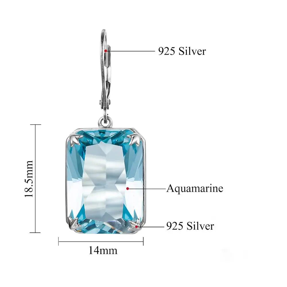 

Earings Silver For Women New Trendy Inlaid Sky Aquamarine Drop Earrings Charms Sterling Silver Jewelry Womens Accessories Party