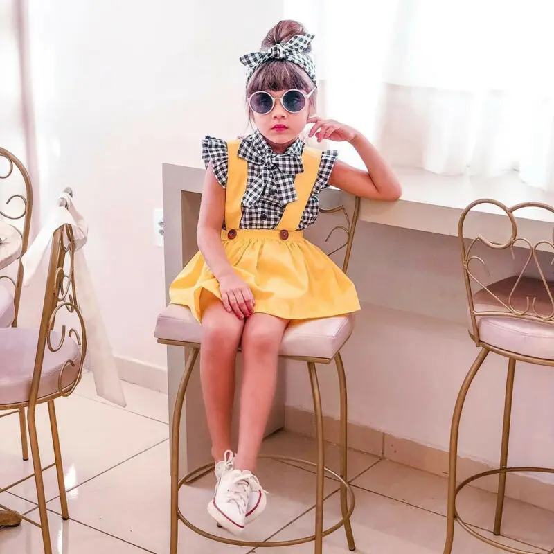 От 0 до 3 лет комплекты одежды для маленьких девочек клетчатые футболки с оборками