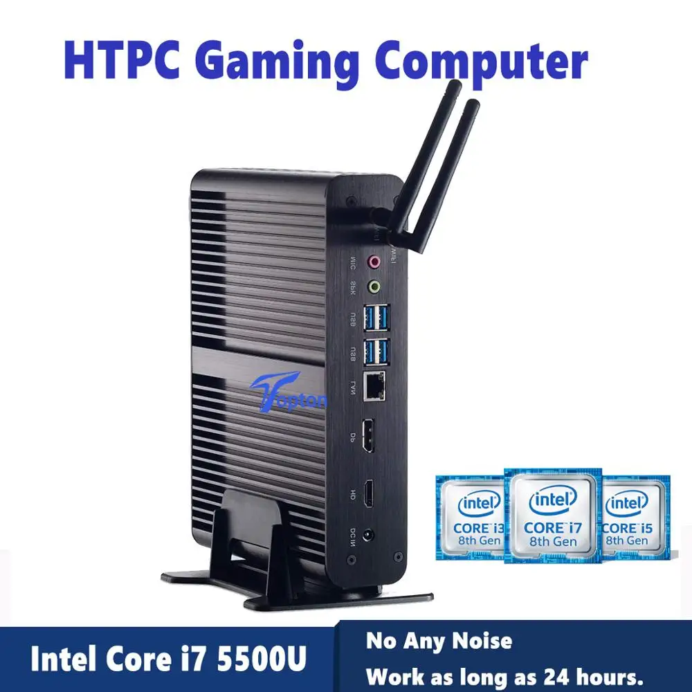 Дешевый Windows 10 Pro мини ПК без вентилятора i7 5500U i5 5200U i3 5005U 2 * Lans HDMI 1 оптический Barebone