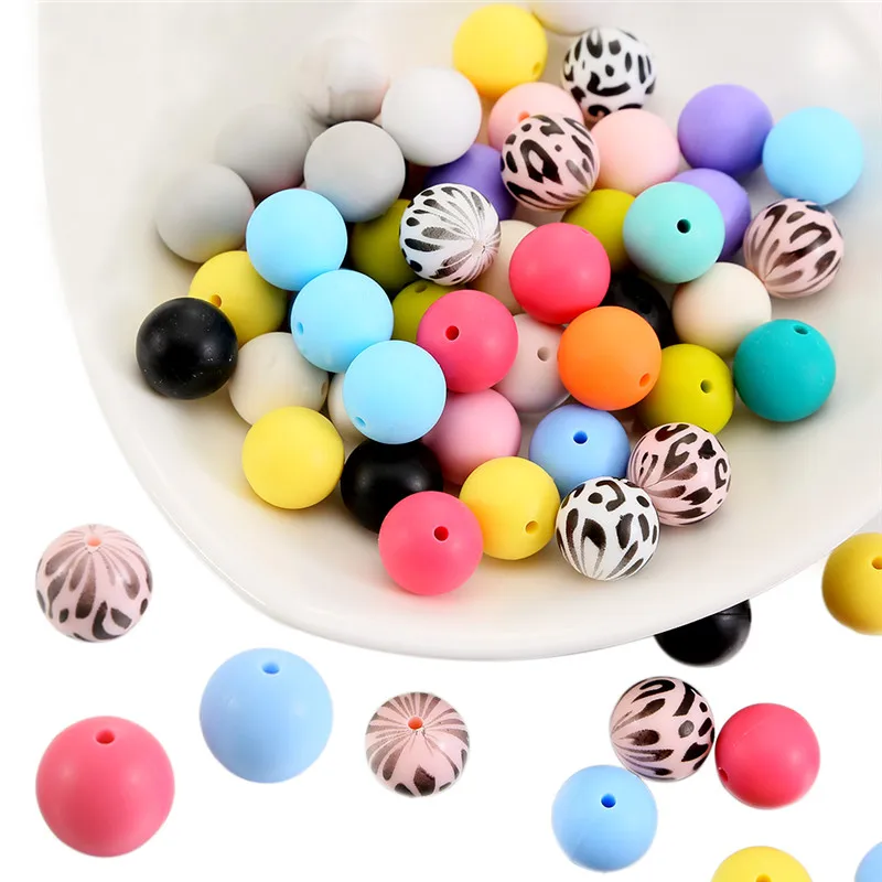 

Силиконовые 10 шт./лот 15 мм круглые свободные цветные бусины с леопардовым принтом DIY браслет для изготовления ювелирных изделий Аксессуары