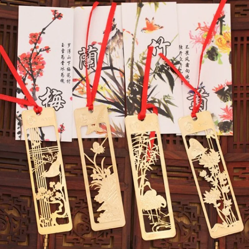 1 шт. классические металлические Plum Орхидея бамбук и Хризантема выдолбленный