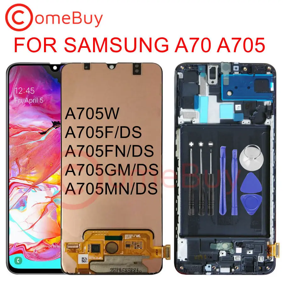 Для samsung Galaxy A70 ЖК-дисплей с рамкой сенсорный экран дигитайзер в сборе для samsung A70 lcd A70 A705 A705F SM-A705F