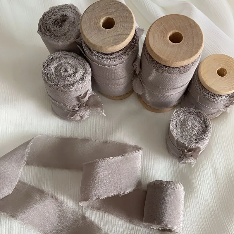 

Real Pure Silk Ribbon Embroidery Satin Cotton Raw Edge For Handcrafts Wedding Party Bridal Bouquet Invitations Rustic Styling