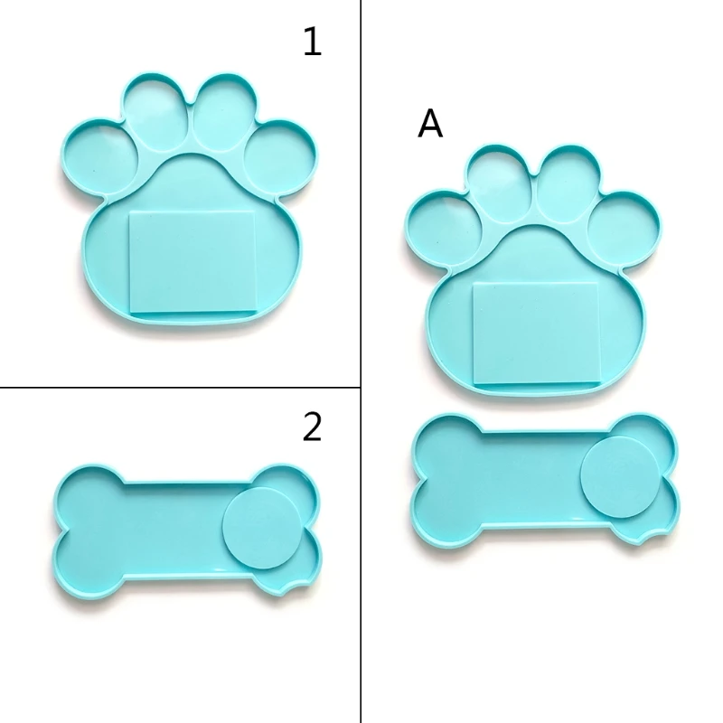 

Memorial Pet Tombstone Mold Dog Bone Paw Shape Epoxy Resin Casting Silicone Molds Photo Frame Candle Holder DIY Making