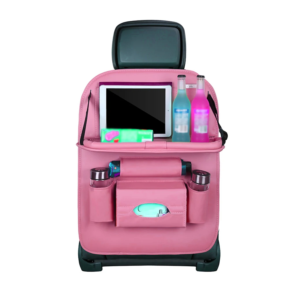 Розовый Новая Автомобильная сумка на спинку кресла складной настольный лоток дорожный органайзер для хранения коврик для напитков стул для хранения компактный чехол для автомобильного сиденья сумка для хранения - Название цвета: Розовый