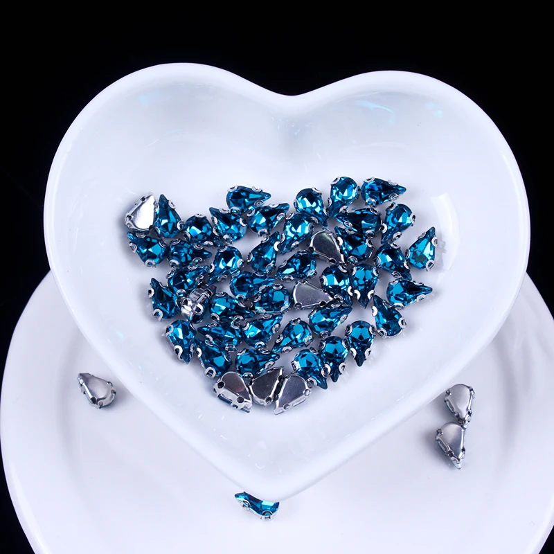 Серебряный крючок пришивной каплеобразный кристалл камень 3 размера 21 цвет в