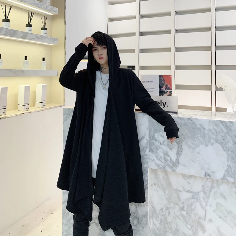 Модная Корейская мужская куртка с капюшоном кардиган длинными рукавами