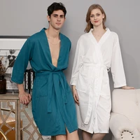 couples kimono robe autumn new waffle women and men loose casual sleepwear nightgown hotel spa lovers bathrobe home clothes