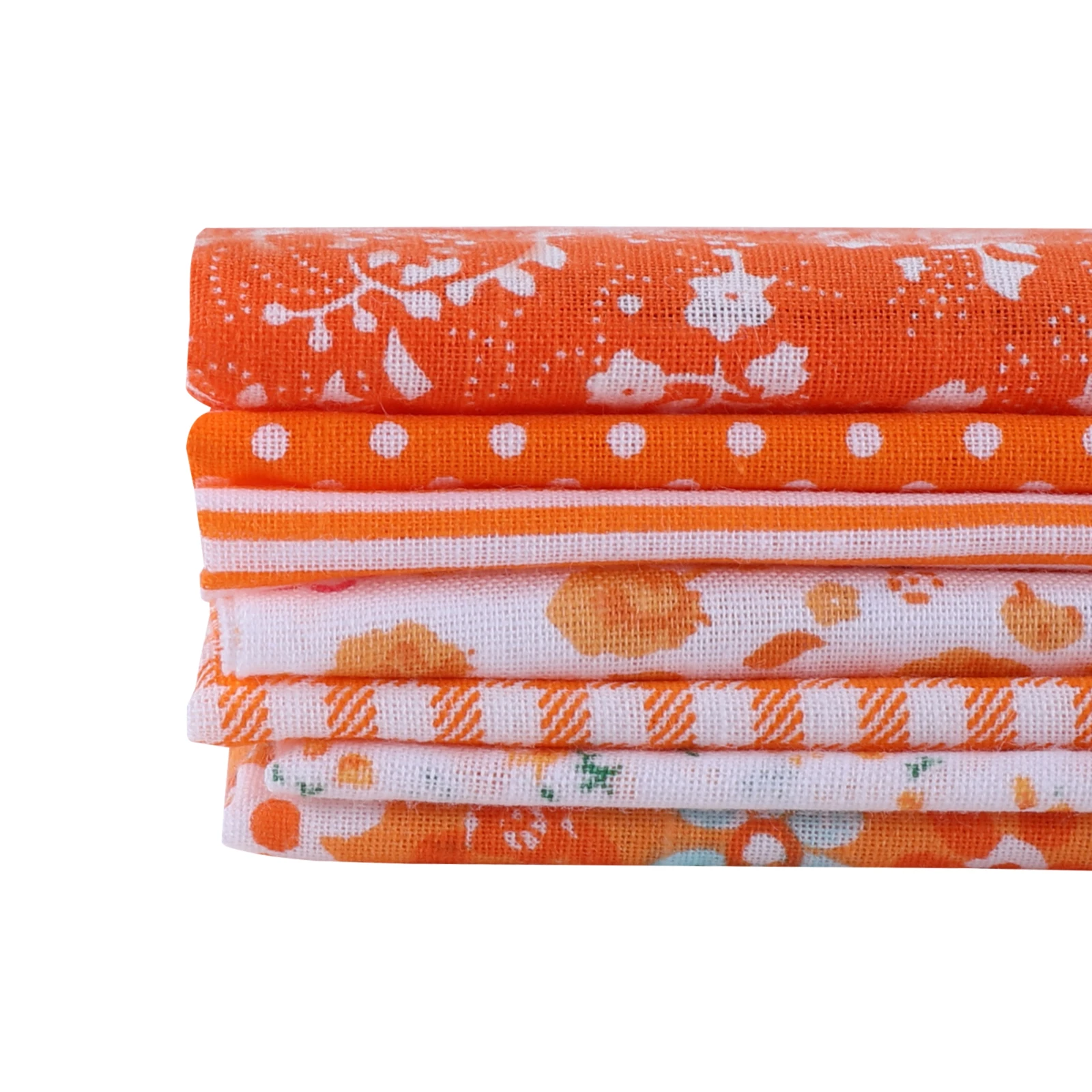 

7pcs Cotton Cloth Fabric Sewing Quilting Patchwork DIY Clothing Sewing Craft Fabric Girl Flower Printed Repair Fabric,Orange