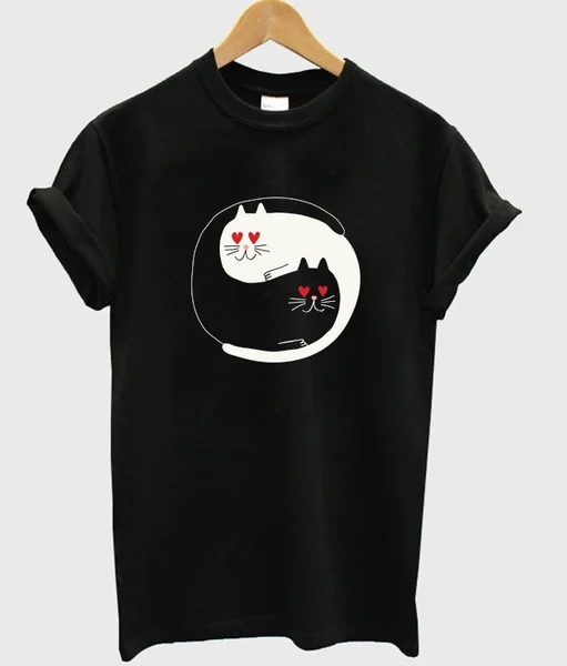 

Yin Yang Love Eyes Cat T-Shirt