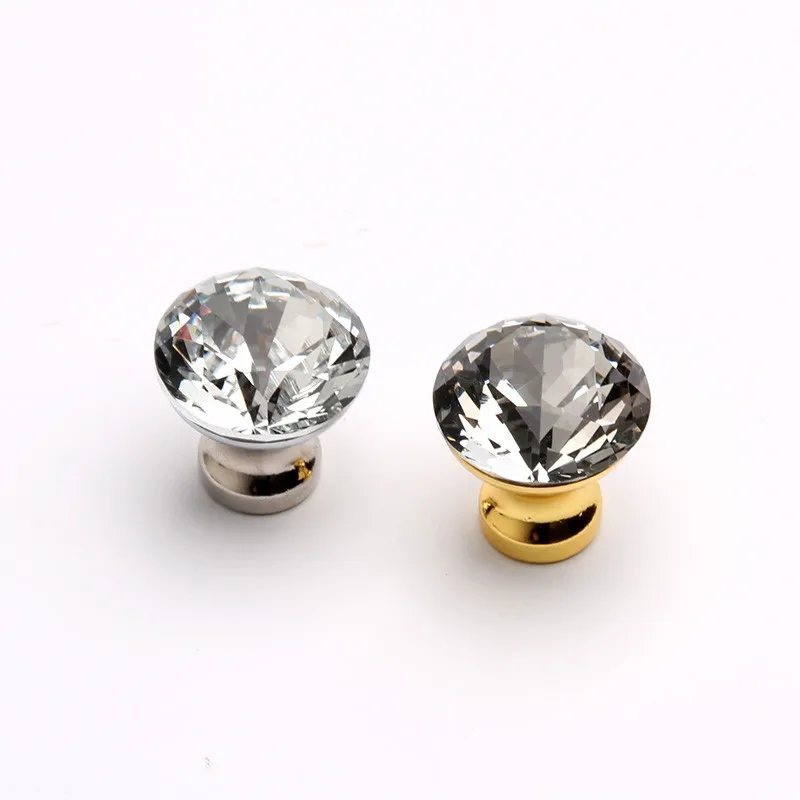

Kitchen Handles Top Quality 25mm 1pcs Door Knobs Crystal Diamond Glass Silver Drawer Cupboard Wardrobe Cabinet Furniture Handle