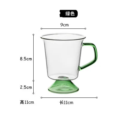 

High Temperature Resistant Glass Creative Color Handle Stitching Tall Water Glass Transparent Wine Glass Beverage Coffee Cup