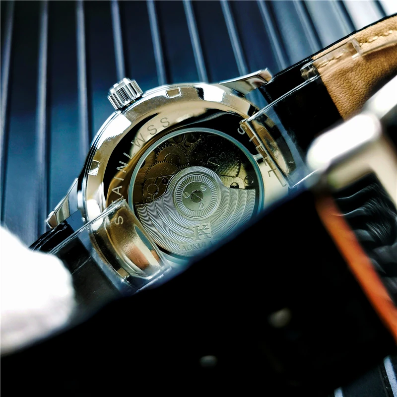 Мужские механические часы AOKULASIC водонепроницаемые деловые автоматические |