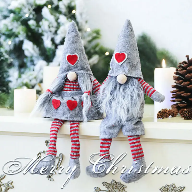 Merry Christmas Long Hat Swedish Santa Gnome Plush Doll Ornament Xmas Tree Decor Party Ornament Lovely Cute Gift Toys Pendant