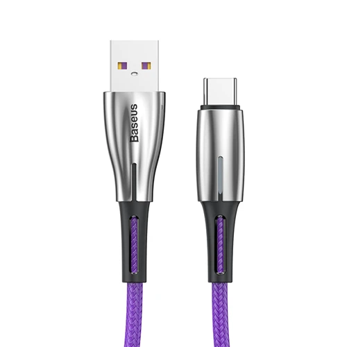 Purple 100cm Baseus USB C type C кабель 5A Быстрая зарядка для huawei Lite Pro P20 P30 type-C кабель для передачи данных USB-C шнур для быстрой зарядки - Название цвета: Purple 100cm