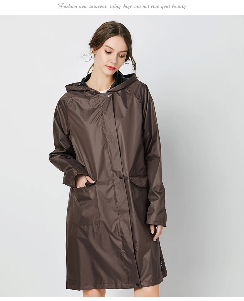 Модный женский дождевик накидка-пончо с капюшоном и карманами водонепроницаемый