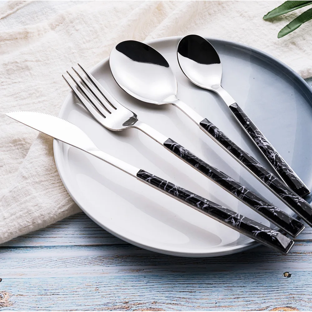 

5/10/15/20/25/30pcs Imitate Wooden Texture Tablewell Cutlery For Dinner Kitchen Dining Silverware Dinnerware Spoon and Fork Set