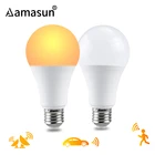 Светодиодная лампа E27, энергосберегающая, с датчиком движения, 85-265 в, 101520 Вт