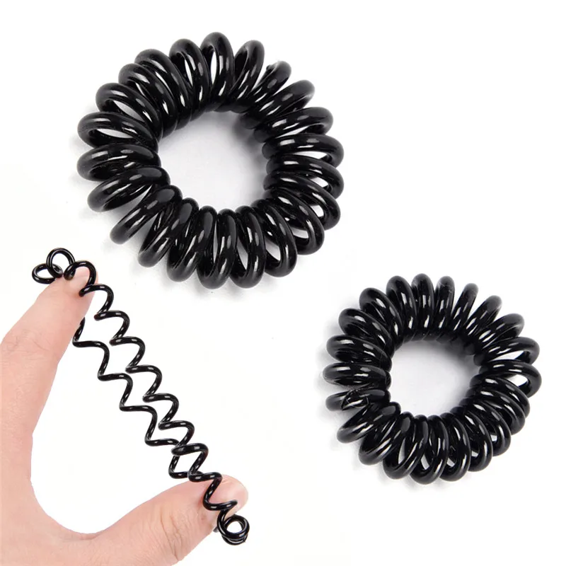 

10PCS/lot Rubber Band Headwear Rope Spiral Shape Elastic Hair Bands Girls Hair Accessories Hair Ties Gum Telephone Wire