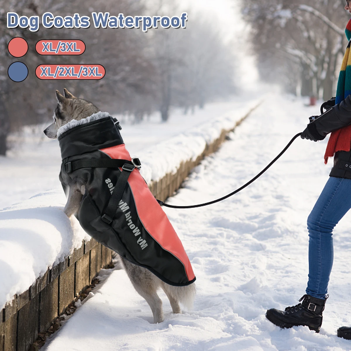 

For Small Medium Large Dog Coat Soft Warm Waterproof Jacket Clothes with Reflective Strips and Zipper Puppy Winter Outfit Vest