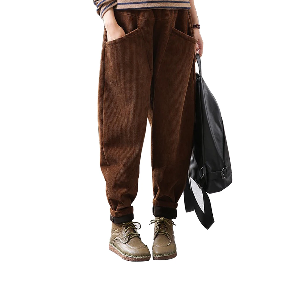 Женские брюки Новое поступление зимние свободные вельветовые шаровары с