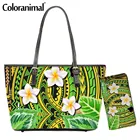 Брендовая дизайнерская сумка Coloranimal в африканском стиле для женщин, полинезийская сумка через плечо с принтом плюмерии, 2 шт., сумка-тоут из искусственной кожи