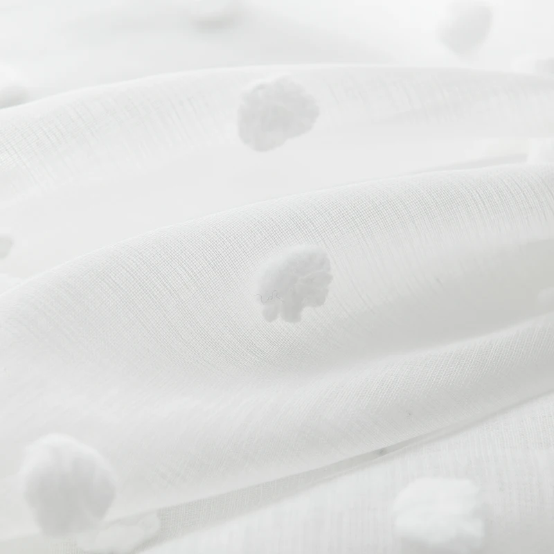 Белая занавеска из хлопчатобумажной пряжи с вышивкой для окна в скандинавском