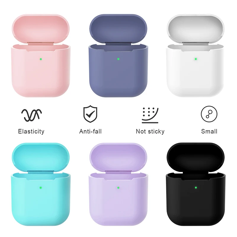 Силиконовый ударопрочный защитный чехол для Apple AirPods 2, беспроводные Bluetooth наушники, однотонные аксессуары для кожи для подушки безопасности