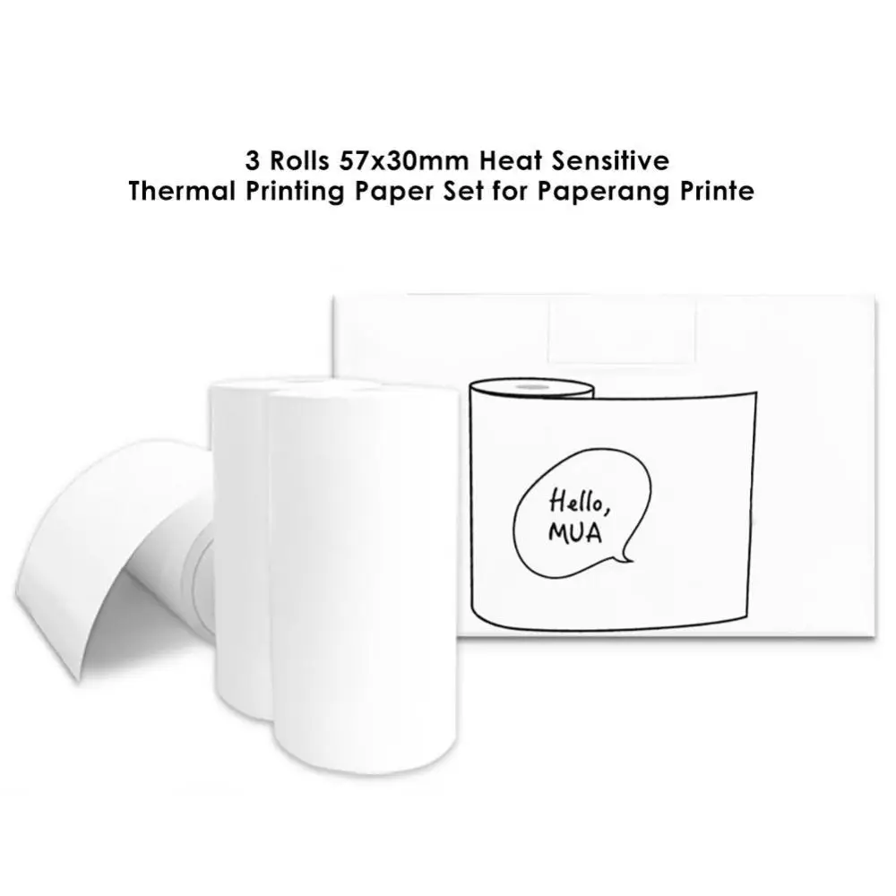 3 Rolls 57x30 mm Waterproof Practical Heat Sensitive Thermal Labels Printing Paper Set For Paperang Printer Durable Supplies