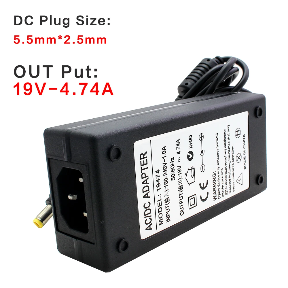 

19V Volt Laptop Adapter Transformer AC 220V TO DC 19V 4.74AEU US Power Adapter Charger For Laptop Universal Switch Adapter